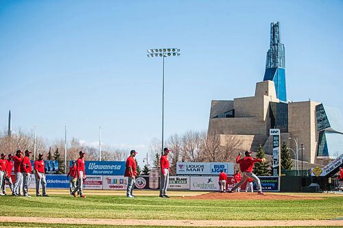 MIKAELA MACKENZIE / WINNIPEG FREE PRESS

The first day of Goldeyes training camp, which is being held at Shaw Park again for the first time in two years (owing to the pandemic), in Winnipeg on Thursday, May 5, 2022. For Taylor Allen story.
Winnipeg Free Press 2022.