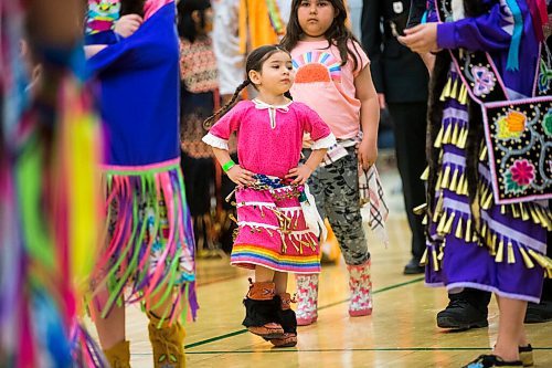 MIKAELA MACKENZIE / WINNIPEG FREE PRESS

Kaleaha McPherson, three, dances at the RRC Polytech graduation Pow Wow in Winnipeg on Friday, May 6, 2022. For Malak Abas story.
Winnipeg Free Press 2022.