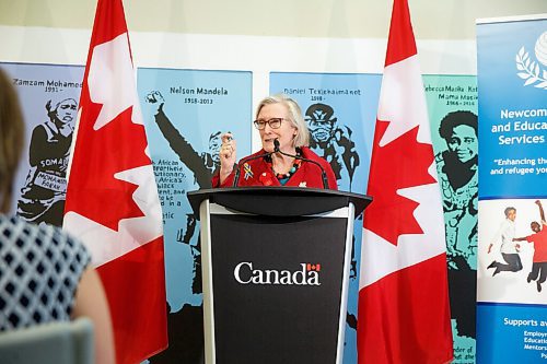 MIKE DEAL / WINNIPEG FREE PRESS
Carolyn Bennett, Minister of Mental Health and Addictions and Associate Minister of Health, makes a funding announcement supporting mental health promotion across Canada after getting a tour of N.E.E.D.S. Inc., 251a Notre Dame Avenue, Friday afternoon.
See Erik Pindera story
220506 - Friday, May 06, 2022.