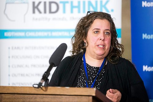 MIKAELA MACKENZIE / WINNIPEG FREE PRESS

Argyle Alternative High School teacher Rosetta Troia speaks at the announcement of Child and Youth Mental Health Day at the Manitoba Legislative Building in Winnipeg on Friday, May 6, 2022. For Katie May story.
Winnipeg Free Press 2022.