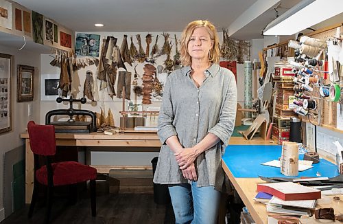 JESSICA LEE / WINNIPEG FREE PRESS

Deb Frances, a book artist, poses for a photo in her home studio on May 9, 2022.

Reporter: Brenda Suderman


