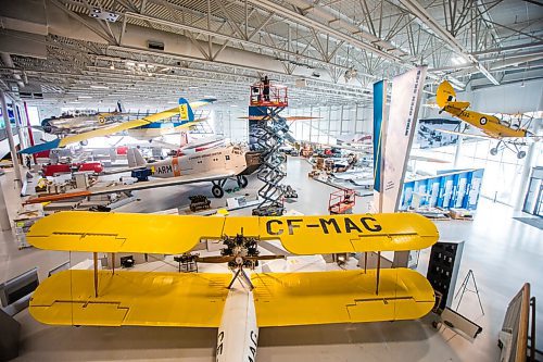 MIKAELA MACKENZIE / WINNIPEG FREE PRESS

Steve Puddister (with Eos Lightmedia) works on the lighting at the new Royal Aviation Museum of Western Canada in Winnipeg on Wednesday, May 11, 2022. For Al Small story.
Winnipeg Free Press 2022.