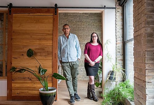 JESSICA LEE / WINNIPEG FREE PRESS

Upfeat CEO Matthew Tate (left) and Emma Kelly, co-founder, are photographed at the company office on May 11, 2022.

Reporter: Martin Cash


