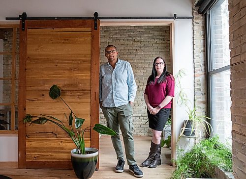 JESSICA LEE / WINNIPEG FREE PRESS

Upfeat CEO Matthew Tate (left) and Emma Kelly, co-founder, are photographed at the company office on May 11, 2022.

Reporter: Martin Cash


