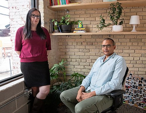 JESSICA LEE / WINNIPEG FREE PRESS

Upfeat CEO Matthew Tate (right) and Emma Kelly, co-founder, are photographed at the company office on May 11, 2022.

Reporter: Martin Cash


