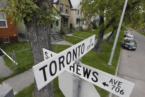 BORIS.MINKEVICH@FREEPRESS.MB.CA  100915 BORIS MINKEVICH / WINNIPEG FREE PRESS Toronto Street high angle street sign.