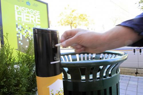 MIKE.DEAL@FREEPRESS.MB.CA 100930 - Thursday, September 30, 2010 -  A anti-litter "modules" that houses a cigarette butt and waste receptacle are going to be set up around the downtown area by the Downtown Winnipeg BIZ and Take Pride Winnipeg. MIKE DEAL / WINNIPEG FREE PRESS