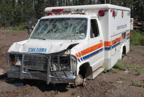 JOE.BRYKSA@FREEPRESS.MB.CA NO RUNNING WATER FEATURE-(See Helen's story)  -  Destroyed ambulance on  Garden Hill First Nation - July 2010, - JOE BRYKSA/WINNIPEG FREE PRESS