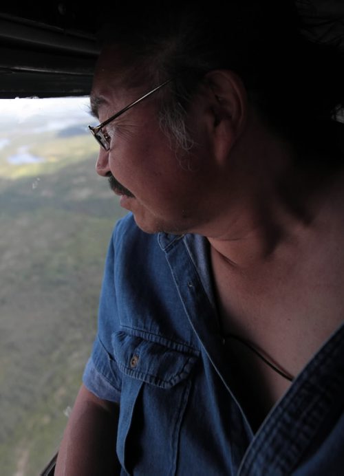 JOE.BRYKSA@FREEPRESS.MB.CA NO RUNNING WATER FEATURE-(See Helen's story)    Victor Harper from  Wasagamack First Nation watches out airplane window as he approaches traditional lake called Kalicahoolie - July , 2010, - JOE BRYKSA/WINNIPEG FREE PRESS