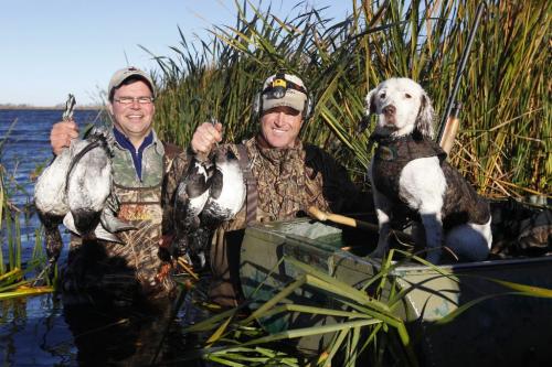 BORIS.MINKEVICH@FREEPRESS.MB.CA  101018 BORIS MINKEVICH / WINNIPEG FREE PRESS Delta Waterfowl President Rob Olson and Director of Conservation Policy Jim Fisher pose for a photo with some yummy ducks they shot in Delta Marsh.