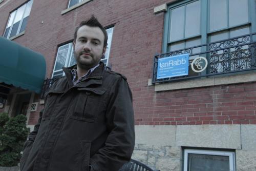 BORIS.MINKEVICH@FREEPRESS.MB.CA  101019 BORIS MINKEVICH / WINNIPEG FREE PRESS Peter Dueck is not happy about Ian Rabb signs put up by the apartment block's management company. He says that people living there were never asked and perhaps may not support Rabb in the upcoming civic election. 92 Young Street.