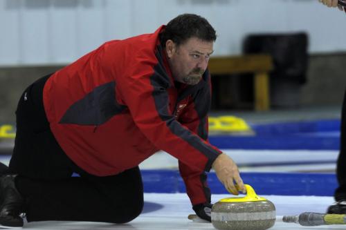 BORIS.MINKEVICH@FREEPRESS.MB.CA   BORIS MINKEVICH / WINNIPEG FREE PRESS 101101 McDairmid Senior Mens Bonspiel finals at the Fort Garry Curling Club. Don Nelson(in photo) vs Kelly Robertson.