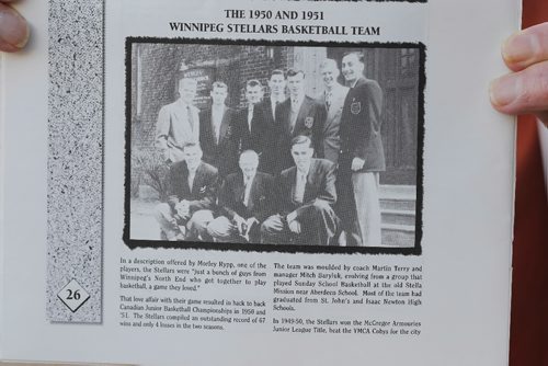 BORIS.MINKEVICH@FREEPRESS.MB.CA   BORIS MINKEVICH / WINNIPEG FREE PRESS 101103 Morley Rypp and Dick Bevan pose for a photo in front of the old Stella Mission. Basketball story.