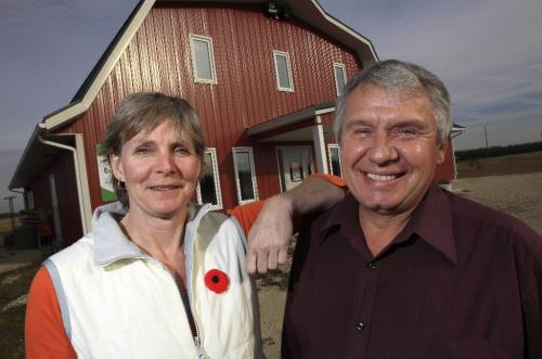 MIKE.DEAL@FREEPRESS.MB.CA 101109 - Tuesday, November 09, 2010 -  Janice Rutherford, president of the South Interlake Rockwood Agricultural Society (left) and Gord Grenkow, past president (right) at the volunteer run community facility just outside of Stonewall, Manitoba. MIKE DEAL / WINNIPEG FREE PRESS