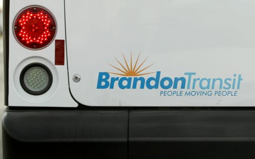 Brandon Sun 09112010 The Brandon Transit logo on the back of a new Brandon Transit bus is seen on Tuesday afternoon. (Tim Smith/Brandon Sun)