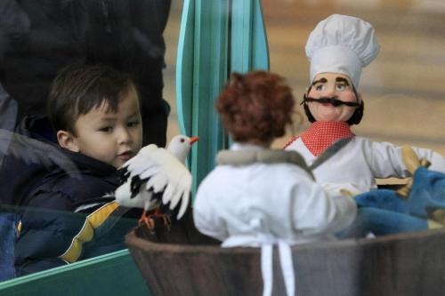 MIKE.DEAL@FREEPRESS.MB.CA 101113 - Saturday, November 13, 2010 -  Jacob Yee, 3, checks out the Rub-A-Dub-Dub fairytale vignette that is part of the Eaton's Santa's Village which has been newly restored and is on display in the Manitoba Hydro building's gallery on Portage Ave. MIKE DEAL / WINNIPEG FREE PRESS