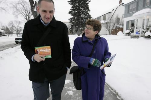 November 28, 2010 - 101128  - Kevin Chief hits the streets as he campaigns on McAdam in North Winnipeg with former New Democratic Member of Parliament Judy Wasylycia-Leis the day prior to the by-election on Sunday, November 27, 2011.    John Woods / Winnipeg Free Press