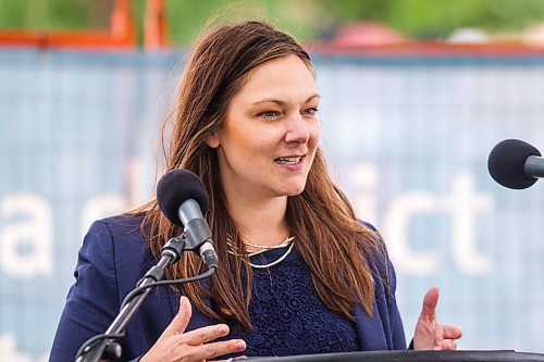 MIKAELA MACKENZIE / WINNIPEG FREE PRESS

City councillor Sherri Rollins speaks at a funding announcement for Railside at The Forks development in Winnipeg on Thursday, Aug. 5, 2021. For Cody story.
Winnipeg Free Press 2021.