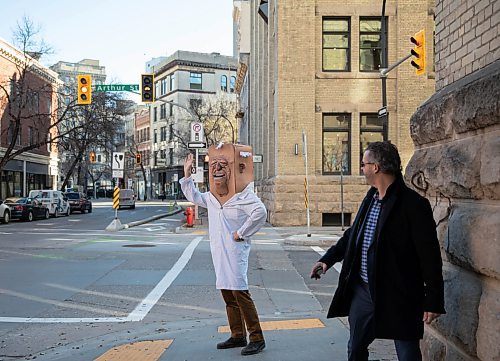 JESSICA LEE / WINNIPEG FREE PRESS

Curtis L. Wiebe is photographed on November 9, 2021 in the Exchange District as his character Dr. Bunk.

Reporter: Ben











