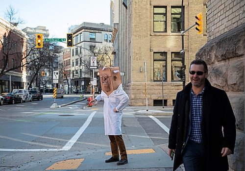 JESSICA LEE / WINNIPEG FREE PRESS

Curtis L. Wiebe is photographed on November 9, 2021 in the Exchange District as his character Dr. Bunk.

Reporter: Ben









