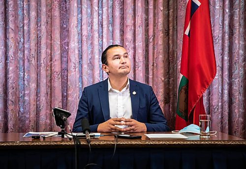 JESSICA LEE / WINNIPEG FREE PRESS

Uzoma Asagwara, NDP Health Critic (not pictured) and Wab Kinew, Leader of the Manitoba NDP, give an alternative throne speech at the Legislative Building in Winnipeg on November 17, 2021.

Reporter: Carol







