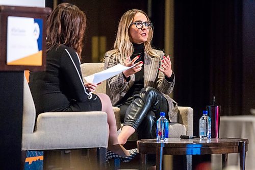 MIKAELA MACKENZIE / WINNIPEG FREE PRESS

Kathleen Prendiville, partner lead at Google Canada, speaks to moderator Liz Choi at a Chamber of Commerce luncheon at the Fairmont in Winnipeg on Thursday, Nov. 18, 2021. For Gabrielle story.
Winnipeg Free Press 2021.