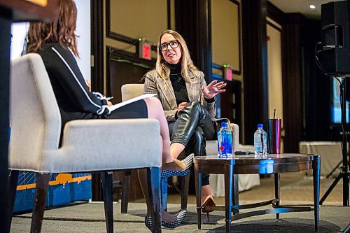 MIKAELA MACKENZIE / WINNIPEG FREE PRESS

Kathleen Prendiville, partner lead at Google Canada, speaks to moderator Liz Choi at a Chamber of Commerce luncheon at the Fairmont in Winnipeg on Thursday, Nov. 18, 2021. For Gabrielle story.
Winnipeg Free Press 2021.