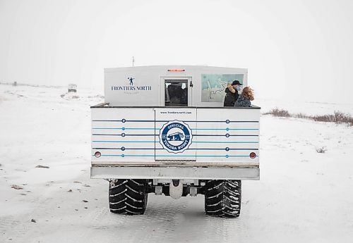 JESSICA LEE / WINNIPEG FREE PRESS

Passengers face the wind in the outdoor section of an electric Tundra Buggy on November 20, 2021 in Churchill, Manitoba.

Reporter: Sarah








