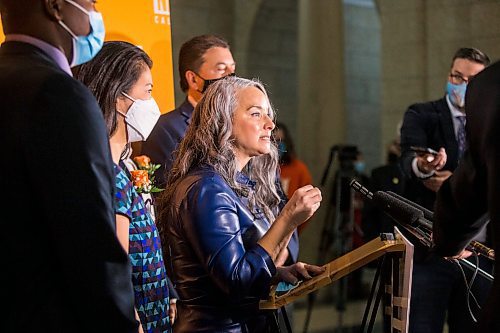 MIKAELA MACKENZIE / WINNIPEG FREE PRESS

NDP MLA Nahanni Fontaine reacts to the throne speech at the Manitoba Legislative Building in Winnipeg on Tuesday, Nov. 23, 2021. For Danielle/Carol story.
Winnipeg Free Press 2021.