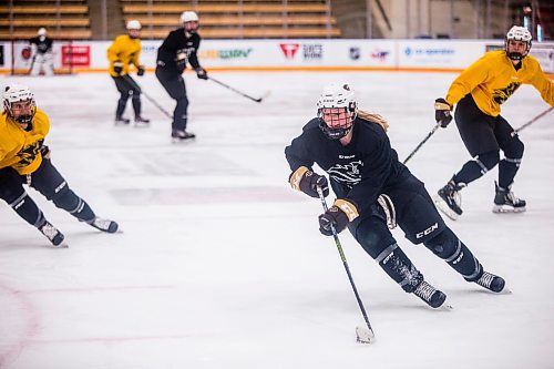 MIKAELA MACKENZIE / WINNIPEG FREE PRESS

Bisons player Lauren Warkentin (22) skates at practice at the Wayne Fleming Arena in Winnipeg on Wednesday, Nov. 24, 2021. For Mike Sawatzky story.
Winnipeg Free Press 2021.