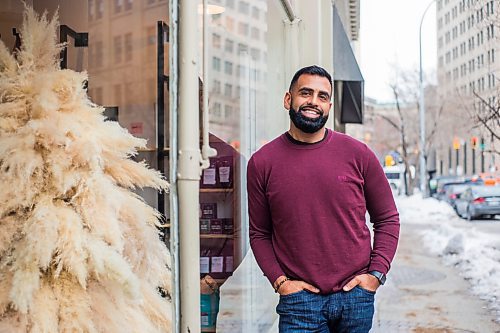 MIKAELA MACKENZIE / WINNIPEG FREE PRESS

Obby Khan, co-founder of GoodLocal, poses for a portrait in the new storefront in the Exchange District in Winnipeg on Tuesday, Nov. 30, 2021. For Gabby story.
Winnipeg Free Press 2021.