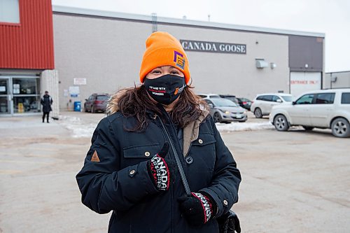 Mike Sudoma / Winnipeg Free Press
Mildred Caldo, a main organizer in the recent union certification vote, outside of Canada goose Thursday
December 2, 2021