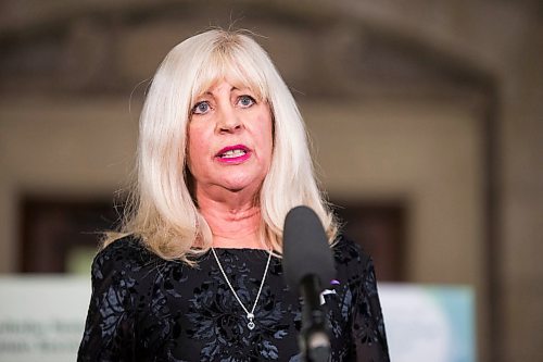 MIKAELA MACKENZIE / WINNIPEG FREE PRESS

Sport, culture and heritage minister and minister responsible for the status of women Cathy Cox speaks at a ceremony for the National Day of Remembrance and Action on Violence Against Women at the Manitoba Legislative Building in Winnipeg on Monday, Dec. 6, 2021. For Danielle (?) story.
Winnipeg Free Press 2021.