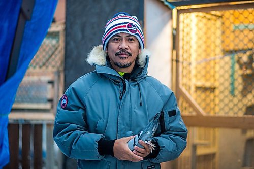 MIKAELA MACKENZIE / WINNIPEG FREE PRESS

Angelo Reyes poses for a portrait with a racing pigeon at the Team Reyes loft in Winnipeg on Friday, Nov. 26, 2021. For Ben Waldman story.
Winnipeg Free Press 2021.