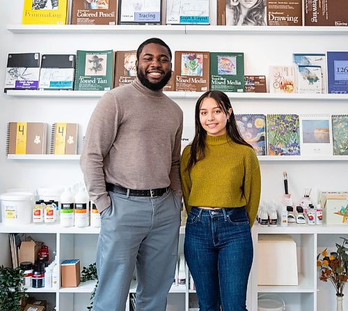 JESSICA LEE / WINNIPEG FREE PRESS

Paul Sogeke, 25, (left) and Sholeth Choquette, 22, are two Asper School of Business graduates who opened Seduta Art, an art shop in the Exchange District. They are photographed on December 9, 2021.











