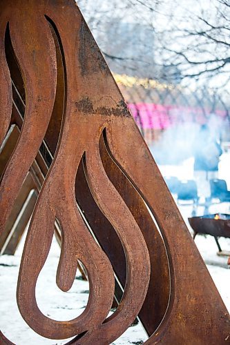 MIKAELA MACKENZIE / WINNIPEG FREE PRESS

Jaimie Isaac&#x573; new public art installation, The Eighth and Final Fire, at The Forks in Winnipeg on Wednesday, Dec. 15, 2021. For Al Small story.
Winnipeg Free Press 2021.