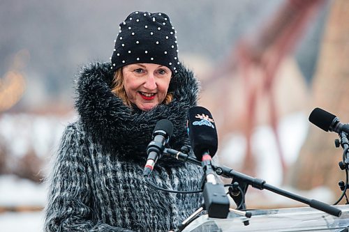 MIKAELA MACKENZIE / WINNIPEG FREE PRESS

Claire MacKay, with The Forks, speaks at the formal opening of Jaimie Isaac&#x573; new public art installation, The Eighth and Final Fire, at The Forks in Winnipeg on Wednesday, Dec. 15, 2021. For Al Small story.
Winnipeg Free Press 2021.