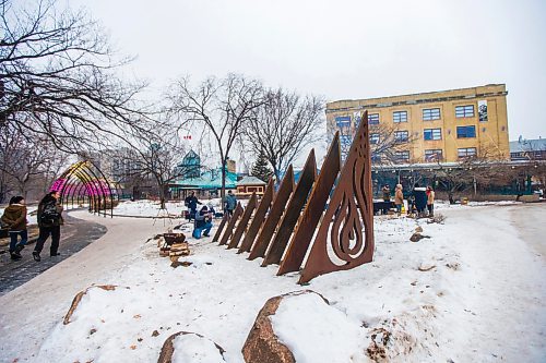 MIKAELA MACKENZIE / WINNIPEG FREE PRESS

Jaimie Isaac&#x573; new public art installation, The Eighth and Final Fire, at The Forks in Winnipeg on Wednesday, Dec. 15, 2021. For Al Small story.
Winnipeg Free Press 2021.