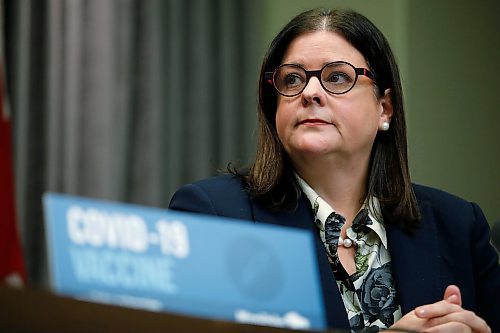 JOHN WOODS / WINNIPEG FREE PRESS
Premier Heather Stefanson listens in as Dr. Brent Roussin, Manitoba chief public health officer, announces further restrictions during the province's latest COVID-19 update at the Manitoba legislature in Winnipeg Monday, December 27, 2020.  

Re: ?