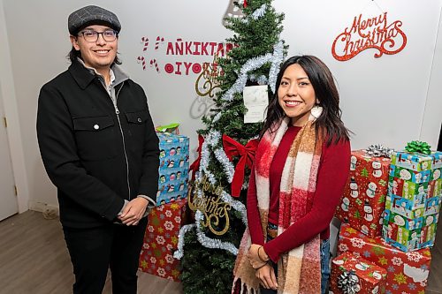 Sioux Valley Dakota Nation Wipazoka Wakpa Climate Change and Environment research assistant Wakpa McKay, left, and special project coordinator Cheyenne Ironman special project coordinator pose for a photo in their office Thursday. (Chelsea Kemp/The Brandon Sun)
