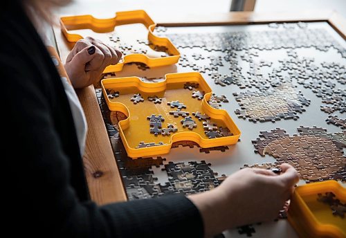 JESSICA LEE / WINNIPEG FREE PRESS

Marla Aronovitch, owner of Marla&#x2019;s Puzzle Pantry, is photographed on January 4, 2022 at her home working on a puzzle. Before COVID-19, she started selling puzzles and her business really took off during the pandemic.

Reporter: Dave









