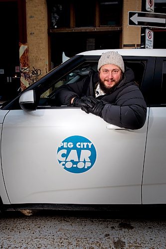 MIKE DEAL / WINNIPEG FREE PRESS
Philip Mikulec, Managing Director at Peg City Car Co-op, with one of over sixty cars that they have in their fleet. 
A report says devoting set city parking spots to car share vehicles has proven a success during trials that are set to wrap up this summer. After that it suggests completing a permanent program that would assist the city in meeting its climate change goals, since one car share vehicle is expected to take up to 15 cars off the road. 
See Joyanne Pursaga story
220107 - Friday, January 07, 2022.