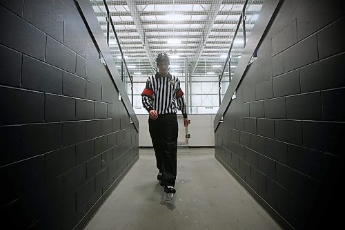 JOHN WOODS / WINNIPEG FREE PRESS
Luke Janus, 17, a referee for 5 years, works a game between the Predators and Titans at Seven Oaks Arena Monday, January 10, 2022. Reportedly it is becoming harder to book hockey referees because many of them are quitting the job due to unreasonable abuse and low wages.

Re: McIntyre