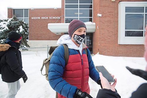 MIKE DEAL / WINNIPEG FREE PRESS
Dexter Lee, 15, a grade 9 student from Kelvin High School took part in the walkout along with around 100 other students during the middle of class to raise awareness of lack of student safety. The walkout was organized by students at more than 75 schools.
See Maggie Macintosh story
220117 - Monday, January 17, 2022.