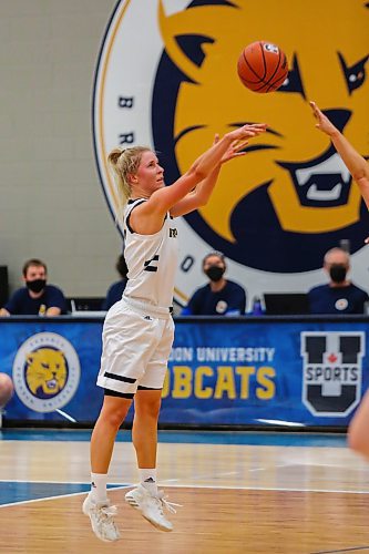 Reetta Tulkki of the Brandon University Bobcats brings the ball down the court against the University of Regina Cougars in a Canada West women&#x573; basketball game at the Healthy Living Centre Friday. (Chelsea Kemp/The Brandon Sun)