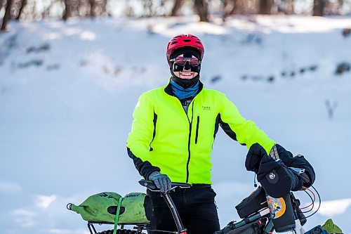 MIKAELA MACKENZIE / WINNIPEG FREE PRESS

Daniel Perry, who recently finished a 160 mile winter endurance cycling race, poses for a portrait with his bike in Winnipeg on Wednesday, Jan. 19, 2022. For Ben Waldman story.
Winnipeg Free Press 2022.