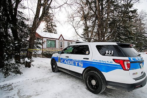 Daniel Crump / Winnipeg Free Press. A police cadet vehicle sits in the driveway of a house on Hindley Avenue in St. Vital where police are investigating a major incident. January 11, 2020.
