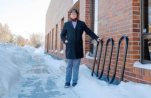 Mike Sudoma / Winnipeg Free Press

Local Entrepreneur and Co founder of Shrugging Doctor Winery, Willows Christopher, shows off the bike rack which was damaged outside of his storefront due to recent snow clearing by the City of Winnipeg

January 24, 2022