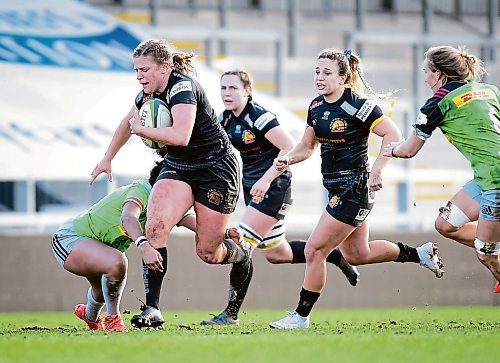 Brandon Sun Emily Tuttosi of Souris was named player of the year for the Exeter Chiefs in the Allianz Premier 15s, the elite women&#x2019;s rugby league in England. She is shown during a game on Feb. 6. (Andy Watts/JMP)