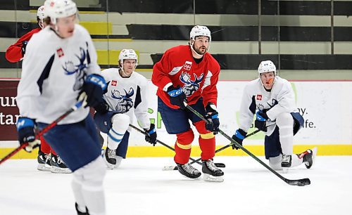 RUTH BONNEVILLE / WINNIPEG FREE PRESS

Sports - Moose practice

Moose defenceman Jimmy Oligny, practices with team at Iceplex on Wednesday. 

Jan 26th,  2022